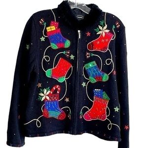Vintage Designers Studio Originals Christmas Sweater Zip Front